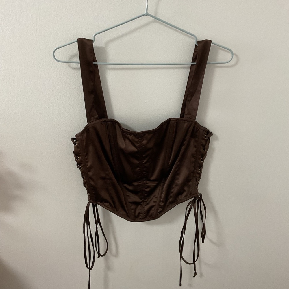 Satin Brown Corset Top